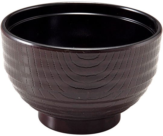 福井クラフト 耐熱10.5段付スタック木目汁椀 新溜内黒 33710020 1個（ご注文単位1個）【直送品】