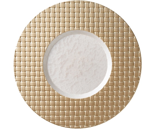 福井クラフト 耐熱28cm アジロプレート 内ホワイトアクア/リムゴールド/裏白塗 75020190 1個（ご注文単位1個）【直送品】