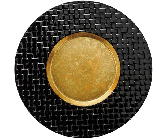 福井クラフト 耐熱28cm アジロプレート 二色金箔/リム黒/裏黒塗 75020230 1個（ご注文単位1個）【直送品】