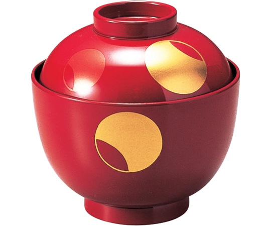 福井クラフト 松庵小吸椀 朱つぼつぼ 12024160 1個（ご注文単位1個）【直送品】