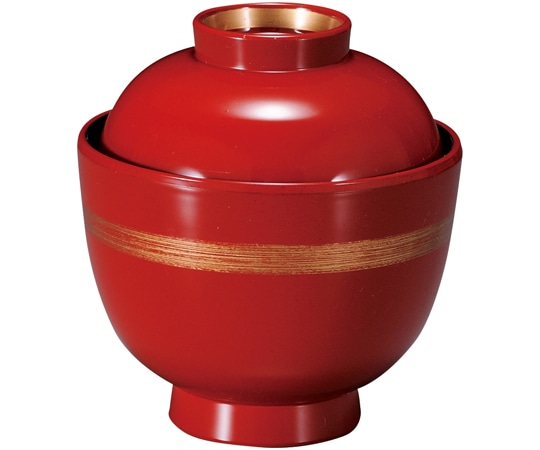 福井クラフト 耐熱一口小吸椀 朱/金カスリ帯・高台内金 内黒 31005900 1個（ご注文単位1個）【直送品】