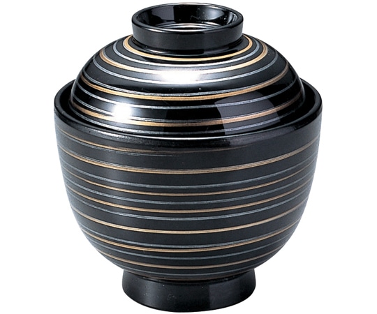 福井クラフト 耐熱一口小吸椀 金銀乱れライン 内黒 12023835 1個（ご注文単位1個）【直送品】