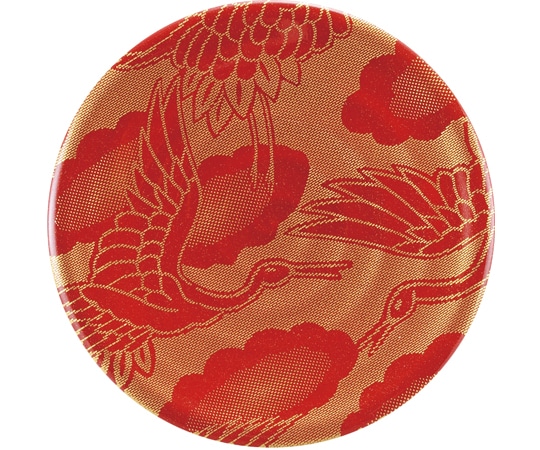 福井クラフト A150渦巻寿司皿 赤に金鶴 12041660 1個（ご注文単位1個）【直送品】