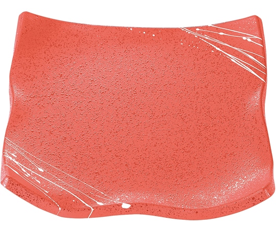 福井クラフト 7.5寸 四方隅上り盛皿朱タタキ白乱糸(裏黒) 50025740 1個（ご注文単位1個）【直送品】