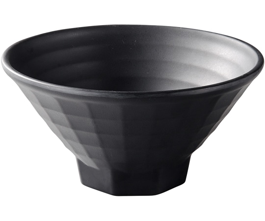 福井クラフト メラミン φ20.2 八角高台格子麺鉢 黒マット 51025350 1個（ご注文単位1個）【直送品】