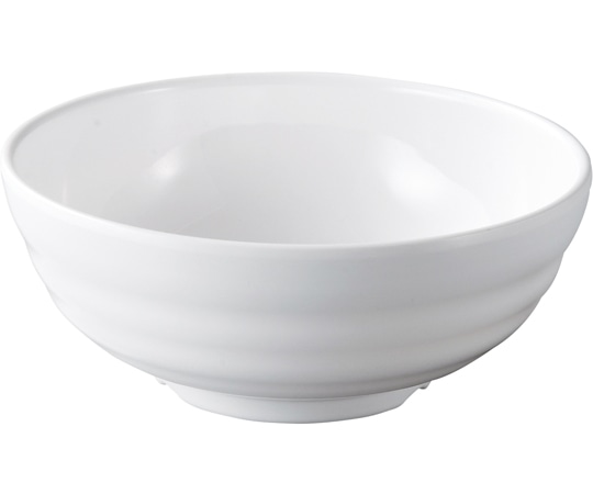 福井クラフト メラミン φ17.3 彩段筋浅麺鉢 白グロス 51025410 1個（ご注文単位1個）【直送品】