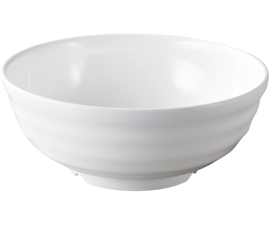 福井クラフト メラミン φ19.9 彩段筋浅麺鉢 白グロス 51025420 1個（ご注文単位1個）【直送品】