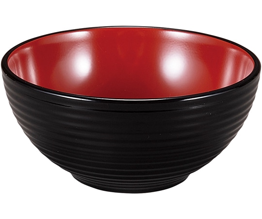 福井クラフト φ114 波筋鉢 黒内朱 30002930 1個（ご注文単位1個）【直送品】