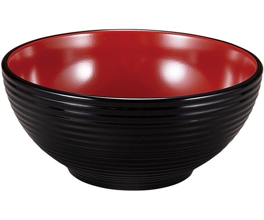 福井クラフト Φ148 波筋鉢 黒内朱 30002935 1個（ご注文単位1個）【直送品】