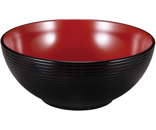 福井クラフト Φ197 波筋鉢 黒内朱 30002938 1個（ご注文単位1個）【直送品】