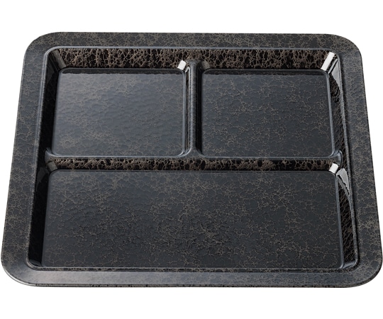 福井クラフト TA28角バイキングプレート 三ツ切ブラックアクア(裏黒) 50022980 1個（ご注文単位1個）【直送品】