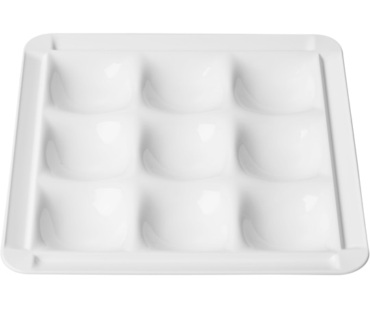 福井クラフト 耐熱30cm 角渕付9点プレート 白クリヤー(裏白)汚染防止 51031125 1個（ご注文単位1個）【直送品】