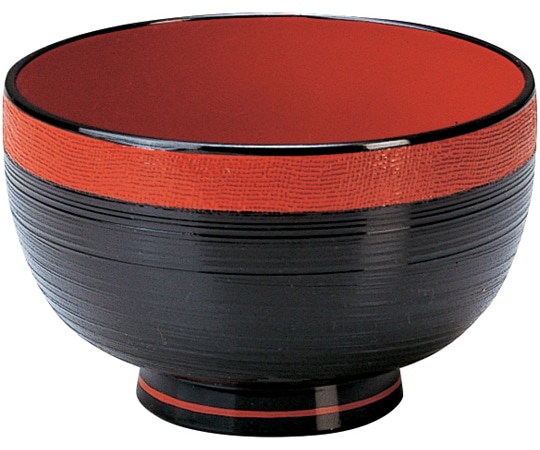 福井クラフト 布目乱筋汁椀 黒帯朱内朱 33602650 1個（ご注文単位1個）【直送品】