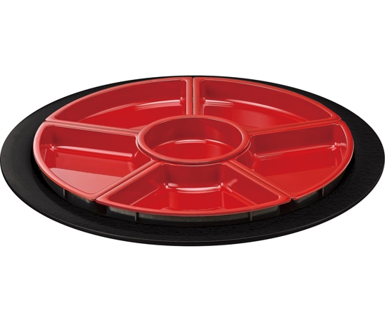 福井クラフト 尺7 回転盛皿 黒赤二度塗仕切付 50028965 1個（ご注文単位1個）【直送品】