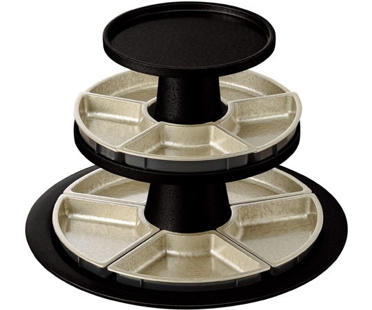 福井クラフト 尺7 オードブルタワー3段黒 シャンパンGアクア仕切付 50028980 1個（ご注文単位1個）【直送品】