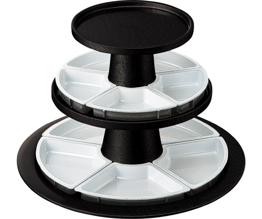 福井クラフト 尺7 回転オードブルタワー3段黒 WHアクア仕切付 50028985 1個（ご注文単位1個）【直送品】