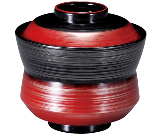 福井クラフト 耐熱杵型吸物椀(小)朱黒/銀刷毛目 内黒 31005950 1個（ご注文単位1個）【直送品】