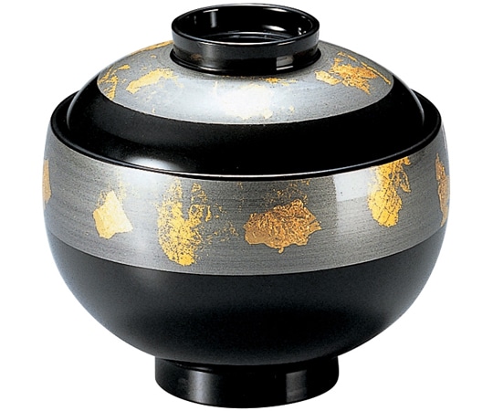 福井クラフト 3.1寸 布袋椀グレー金箔帯 33100210 1個（ご注文単位1個）【直送品】