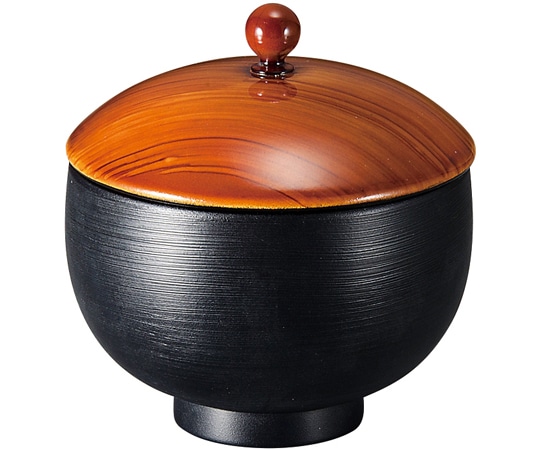 福井クラフト 小梅椀(蓋親)木目/黒刷毛目 30004140 1個（ご注文単位1個）【直送品】