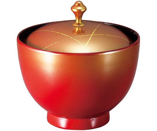 福井クラフト 耐熱御所車椀(蓋親)朱金光線 内黒 30004040 1個（ご注文単位1個）【直送品】