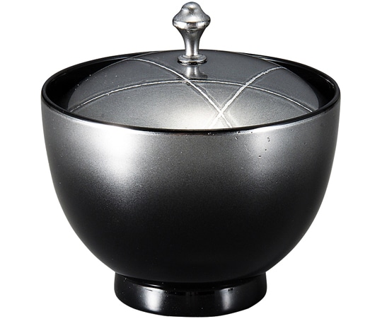 福井クラフト 耐熱御所車椀(蓋親)黒銀光線 内黒 30004050 1個（ご注文単位1個）【直送品】