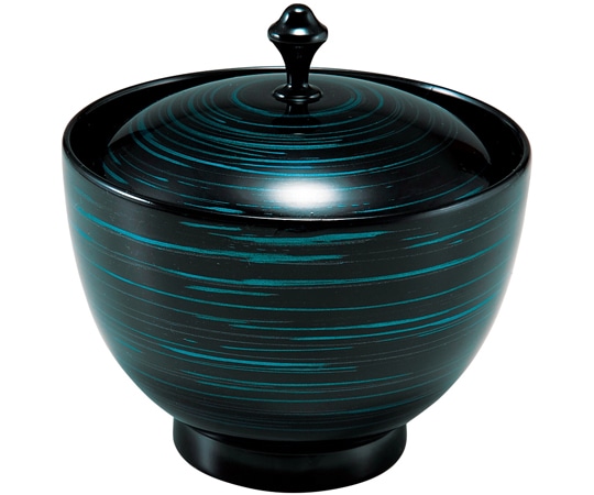 福井クラフト 耐熱御所車椀(蓋親)エメラルドカスリ河 内黒 33710320 1個（ご注文単位1個）【直送品】