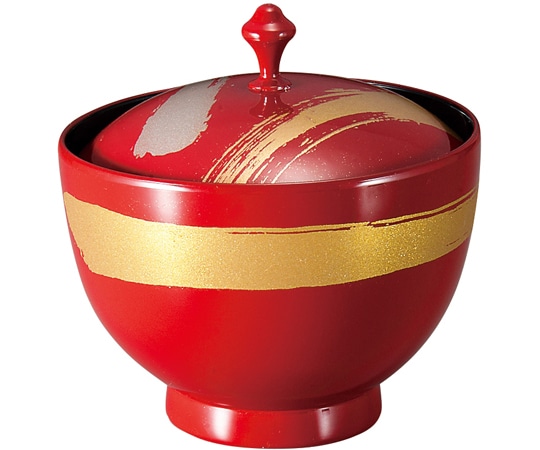 福井クラフト 耐熱御所車椀(蓋親)朱一筆 内黒 30004070 1個（ご注文単位1個）【直送品】