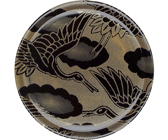 福井クラフト 新A150丸寿司皿 西陣風 黒金の鶴 12041220 1個（ご注文単位1個）【直送品】