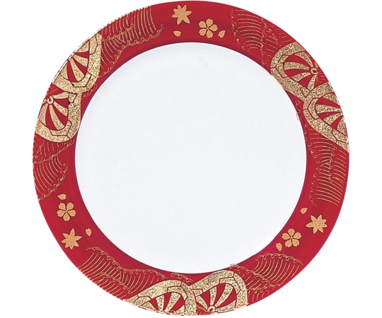 福井クラフト A173丸寿司皿 御所車 紅色 12021720 1個（ご注文単位1個）【直送品】