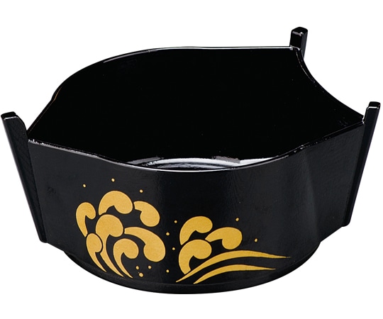 福井クラフト 回転寿司皿用高台舟 黒金パール波 13000226 1個（ご注文単位1個）【直送品】