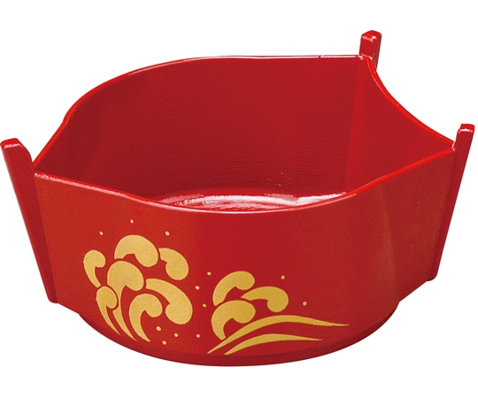 福井クラフト 回転寿司皿用高台舟 朱金パール波 13000227 1個（ご注文単位1個）【直送品】