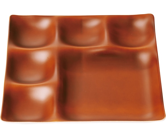 福井クラフト 25cm 角1/5プレート ブラウン(裏白) 55202670 1個（ご注文単位1個）【直送品】