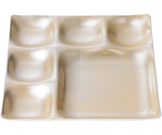 福井クラフト 25cm 角1/5プレート 黄金銀彩(裏白) 55202690 1個（ご注文単位1個）【直送品】