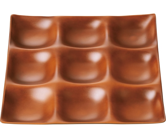 福井クラフト 25cm 角9点プレート ブラウン(裏黒) 80521020 1個（ご注文単位1個）【直送品】