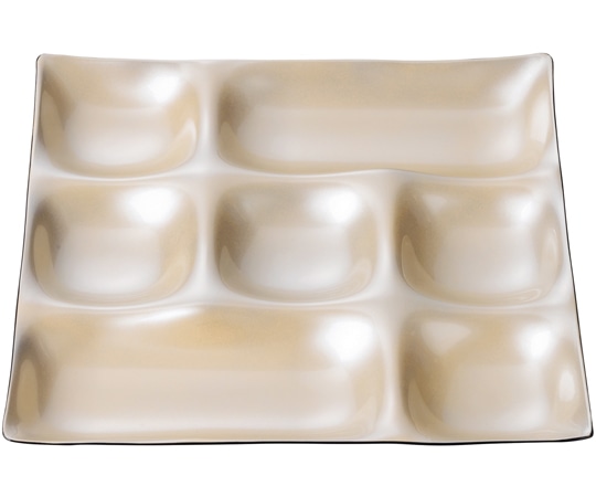 福井クラフト 25cm 角ABS7点プレート 黄金銀彩(裏黒) 55202720 1個（ご注文単位1個）【直送品】