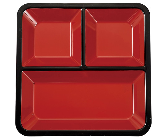 福井クラフト 8.5寸 松花堂三つ仕切 朱天黒(裏黒) 55008860 1個（ご注文単位1個）【直送品】