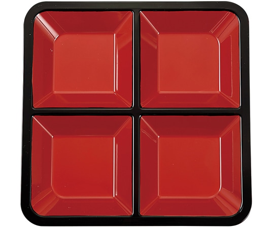 福井クラフト 8.5寸 松花堂四つ仕切 朱天黒(裏黒) 55008820 1個（ご注文単位1個）【直送品】