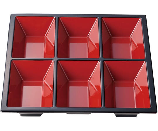 福井クラフト 8.5寸 ABS六ッ仕切 朱天黒(裏黒) 23025550 1個（ご注文単位1個）【直送品】