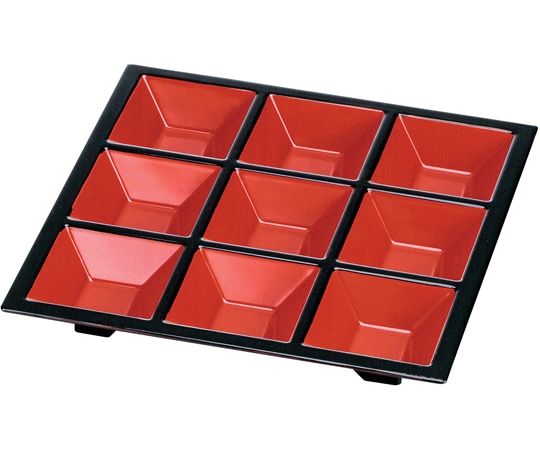 福井クラフト 8.5寸 松花堂用九ツ仕切 朱天黒(裏黒) 23025540 1個（ご注文単位1個）【直送品】