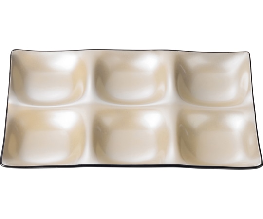 福井クラフト 25cm 長角ABS6点プレート 黄金銀彩裏黒塗 17412180 1個（ご注文単位1個）【直送品】