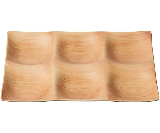 福井クラフト 25cm 長角ABS6点プレート 和柾目(裏黒) 50028710 1個（ご注文単位1個）【直送品】