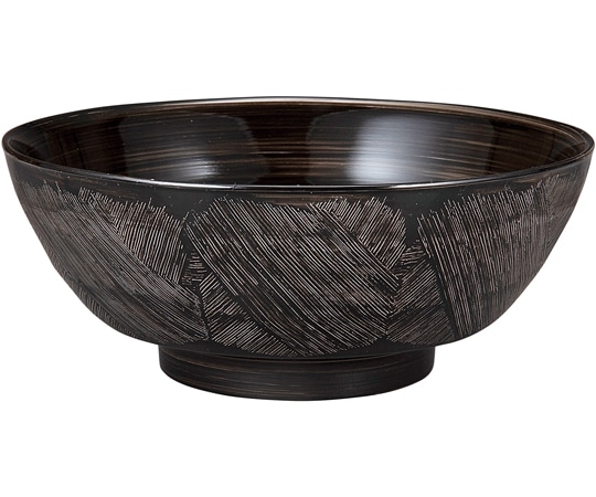 福井クラフト PBT・A平はつり麺鉢 総黒刷毛目塗り 30045740 1個（ご注文単位1個）【直送品】