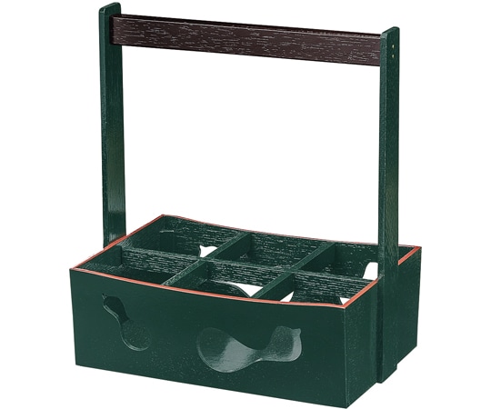 福井クラフト 木製ビール運び(6本入)グリーン天朱 81291220 1個（ご注文単位1個）【直送品】