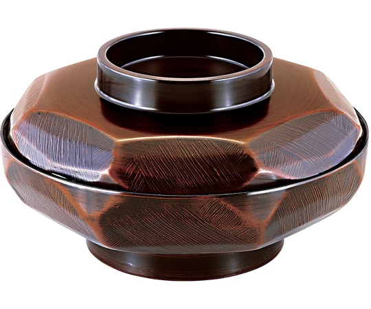 福井クラフト 6寸 荒彫亀甲平丼(蓋親)栃内黒 42010810 1個（ご注文単位1個）【直送品】