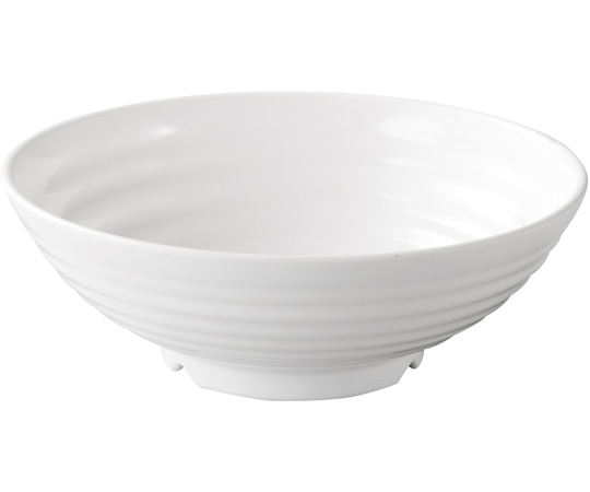 福井クラフト メラミン φ19.0 羽衣千筋麺鉢 白グロス 51025260 1個（ご注文単位1個）【直送品】