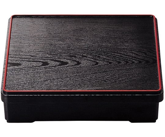 福井クラフト 8寸 角木目松花堂 黒天朱(蓋親) 21065015 1個（ご注文単位1個）【直送品】