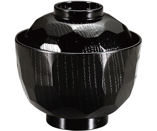 福井クラフト A)ニュー亀甲小吸椀(蓋親)黒 12034010 1個（ご注文単位1個）【直送品】