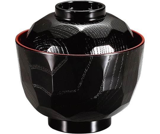 福井クラフト A)ニュー亀甲小吸椀(蓋親)黒内朱 12034030 1個（ご注文単位1個）【直送品】