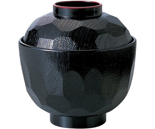 福井クラフト 耐熱亀甲小吸椀(蓋親)黒天朱 内黒 32600180 1個（ご注文単位1個）【直送品】