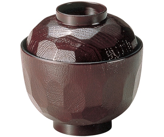 福井クラフト 耐熱亀甲小吸椀(蓋親)溜 内黒 33101240 1個（ご注文単位1個）【直送品】